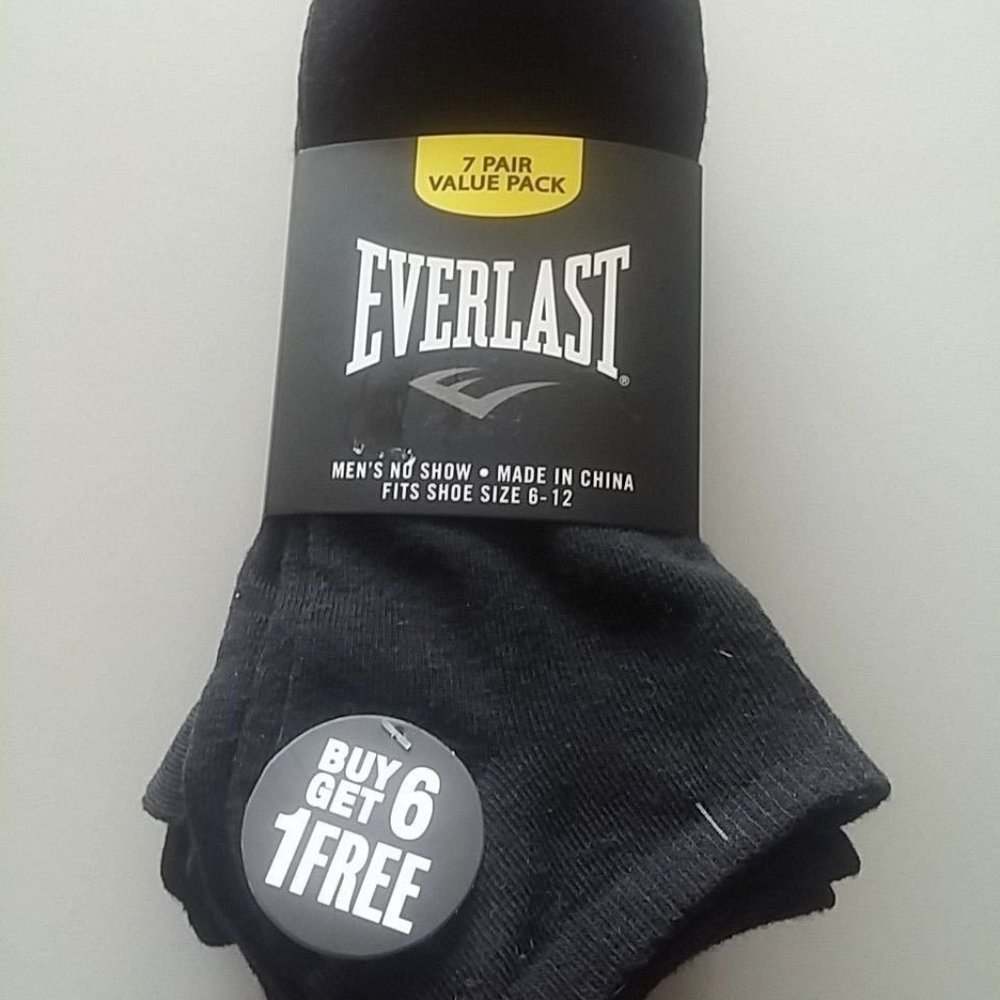 🆕Everlast Men's No Show Socks Size 10-13 Shoe Size 6-12 Value Pack Of 7(6+1)NWT